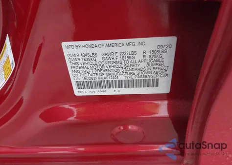 2020 Acura Ilx Premium A-Spec Packages/Technology A-Spec Packages из США, поврежденный, VIN 19UDE2F80LA012404